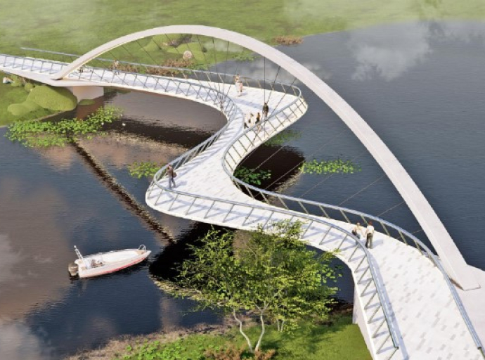 Пешеходный мост через реку Македонку постоят в этом году в Люберцах